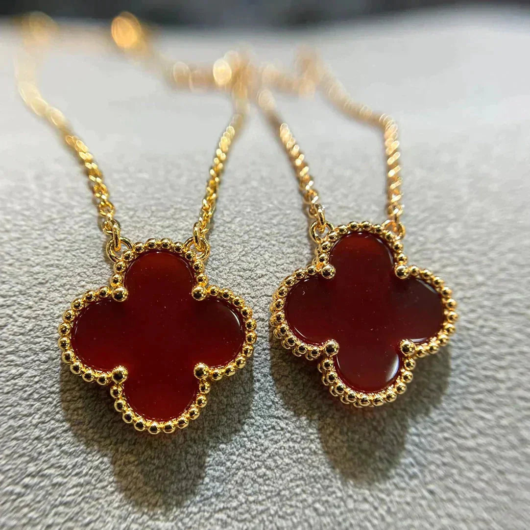 [Marin]CLOVER 15MM CARNELIAN SINGLE FLOWER NECKLACE