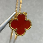 [Marin]CLOVER 15MM CARNELIAN SINGLE FLOWER NECKLACE