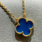 [Marin]CLOVER 15MM BLUE AGATE NECKLACE