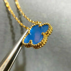 [Marin]CLOVER 15MM BLUE AGATE NECKLACE