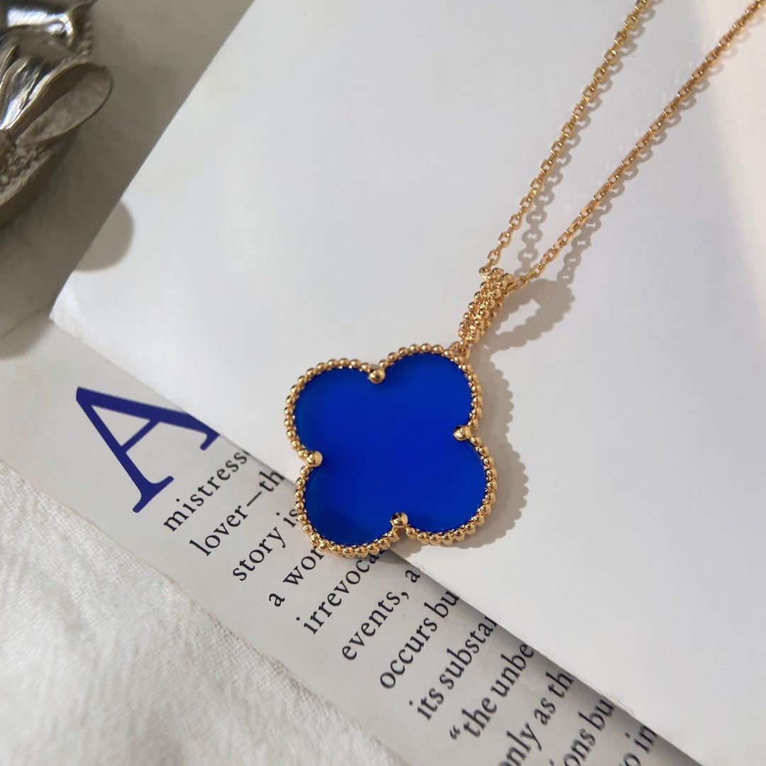 [Marin]CLOVER 25MM NECKLACE TURQUOISE ROSE GOLD