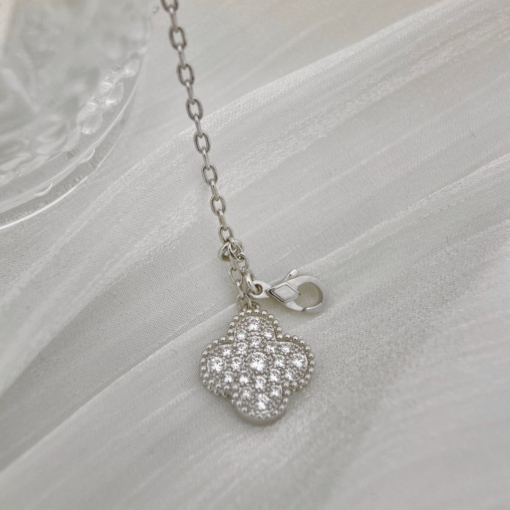 [Marin]CLOVER 5 MOTIFS SILVER DIAMONDS NECKLACE