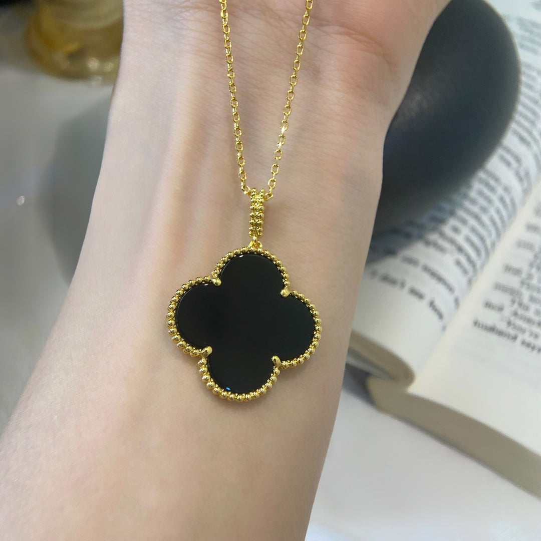 [Marin]CLOVER 25MM NECKLACE GOLD ONYX