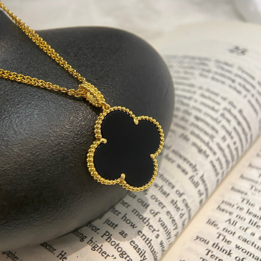 [Marin]CLOVER 25MM NECKLACE GOLD ONYX