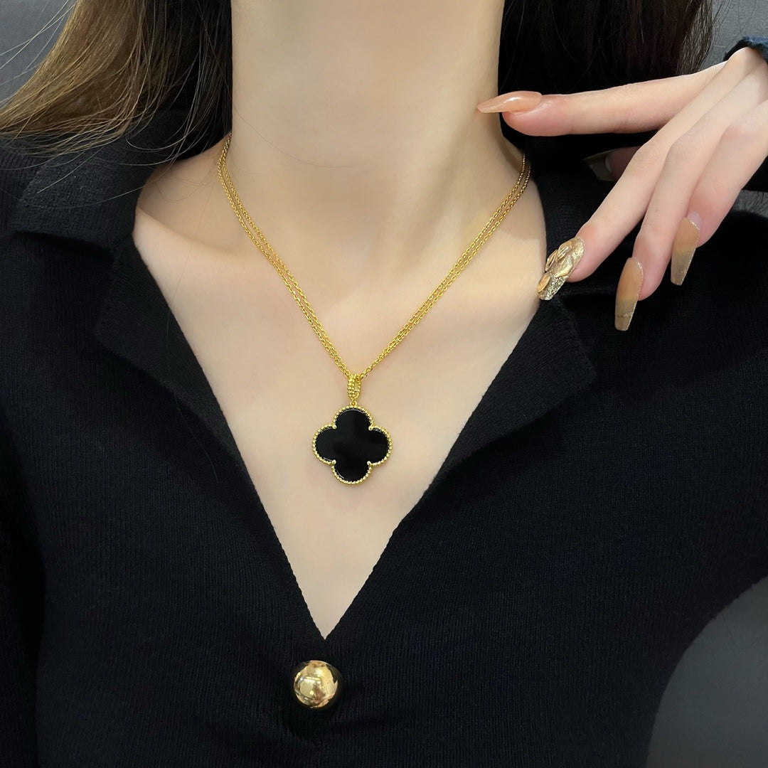 [Marin]CLOVER 25MM NECKLACE GOLD ONYX
