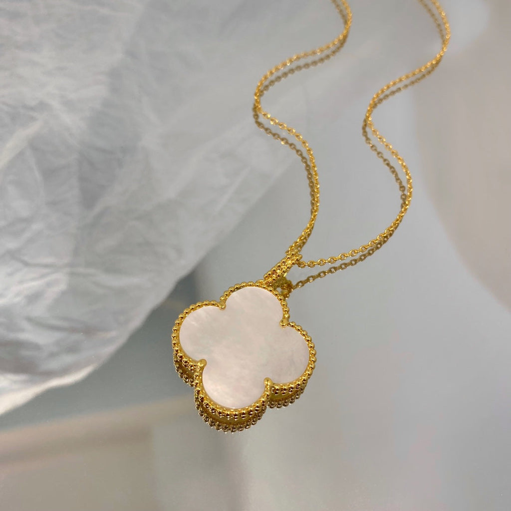 [Marin]COLLIER PENDENTIF TRÈFLE GRANDE TAILLE NACRE 25MM