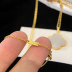 [Marin]COLLIER PENDENTIF TRÈFLE GRANDE TAILLE NACRE 25MM