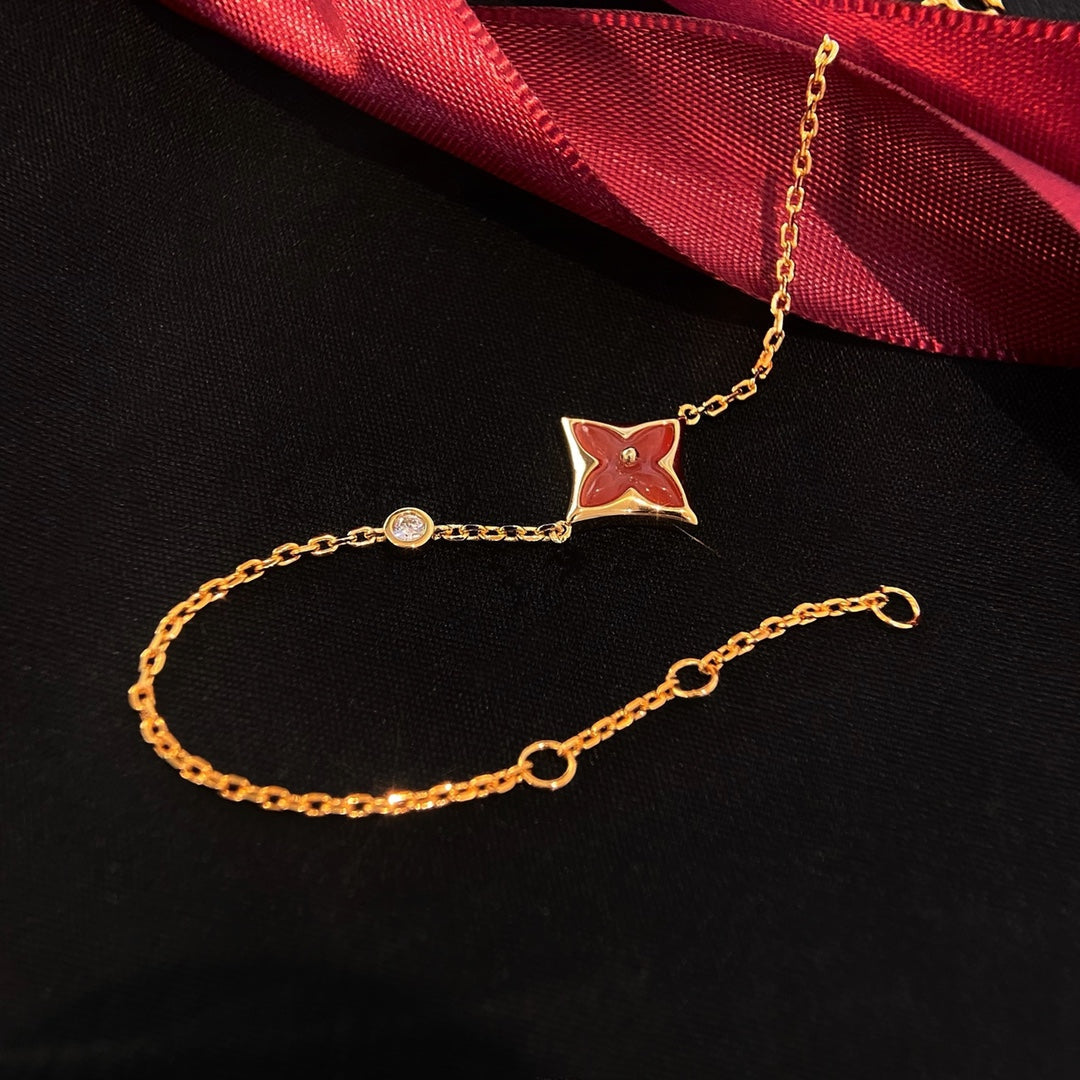 [Marin]COLOR STAR CARNELIAN PINK GOLD DIAMOND BRACELET
