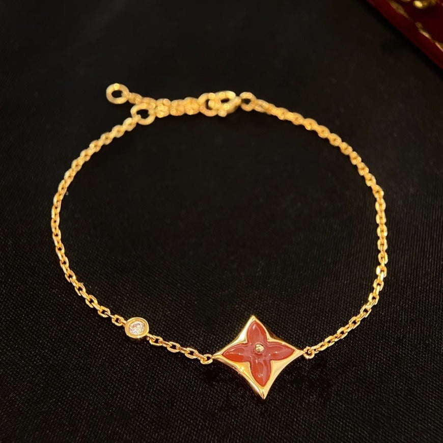 [Marin]COLOR STAR CARNELIAN PINK GOLD DIAMOND BRACELET