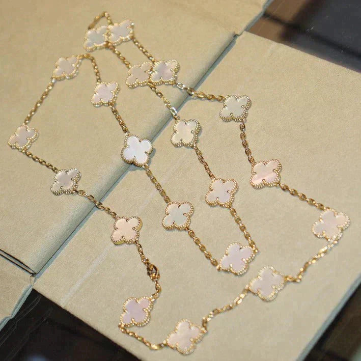 [Marin]CLOVER 20 MOTIFS WHITE MOP NECKLACE