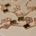 [Marin]CLOVER 20 MOTIFS DARK MOP DIAMOND  NECKLACE