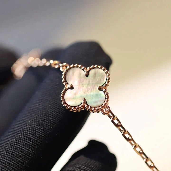 [Marin]CLOVER 20 MOTIFS DARK MOP DIAMOND  NECKLACE