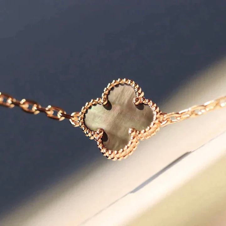 [Marin]CLOVER 20 MOTIFS DARK MOP DIAMOND  NECKLACE