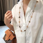 [Marin]CLOVER 20 MOTIFS DARK MOP DIAMOND  NECKLACE