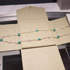 [Marin]CLOVER 20 MOTIFS MALACHITE DIAMOND NECKLACE