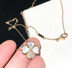 [Marin]CLOVER MOP DIAMOND ROSE GOLD NECKLACE