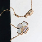 [Marin]CLOVER MOP DIAMOND ROSE GOLD NECKLACE