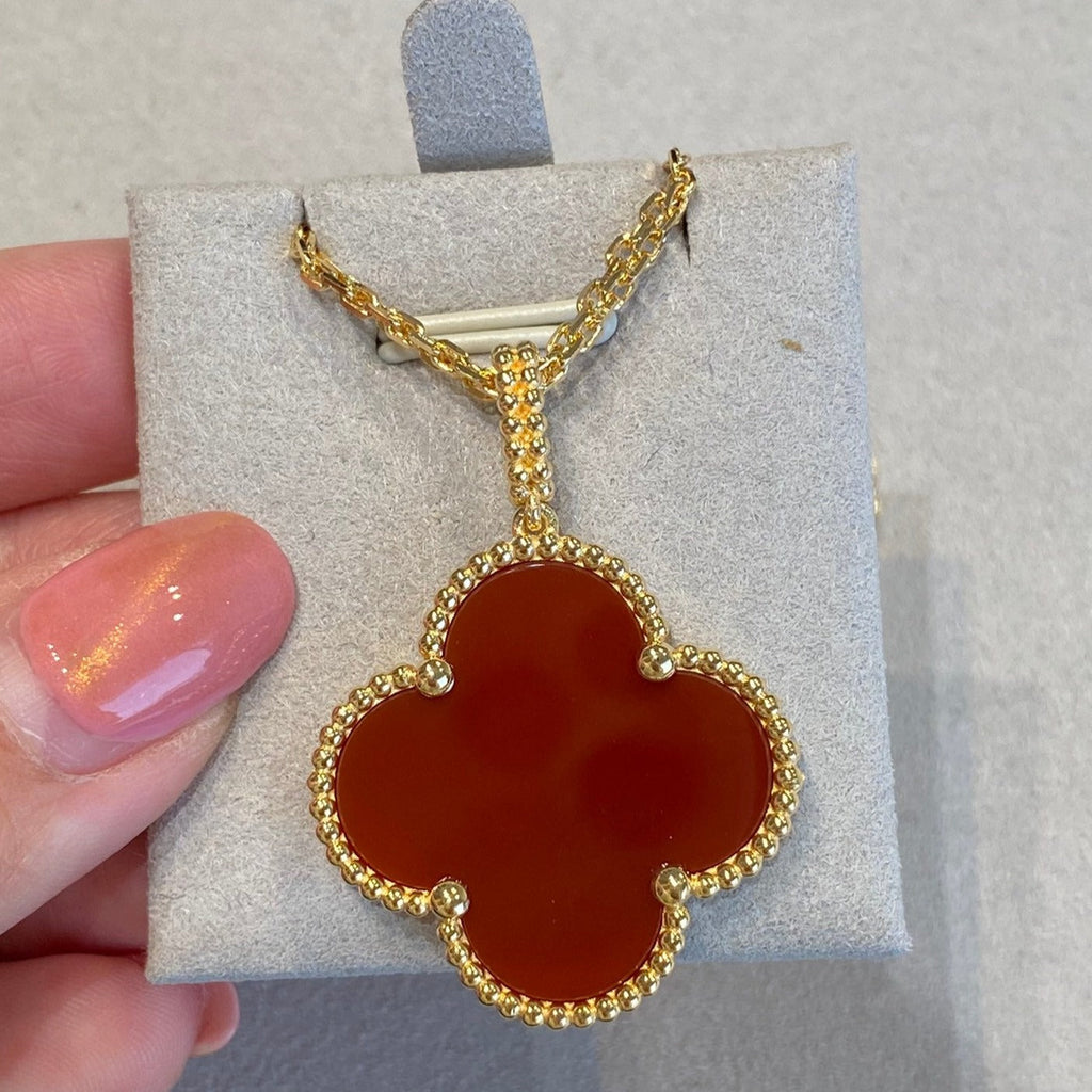[Marin]CLOVER 25MM NECKLACE GOLD CARNELIAN