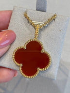 [Marin]CLOVER 25MM NECKLACE GOLD CARNELIAN