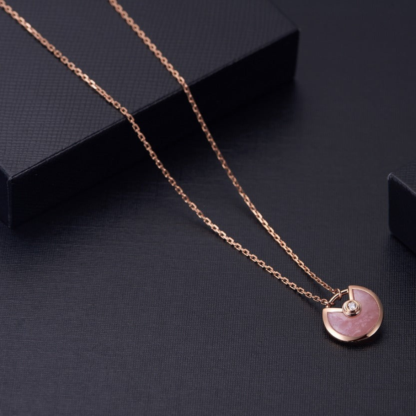 [Marin]AMULETTE ROSE GOLD PINK MOP NECKLACE