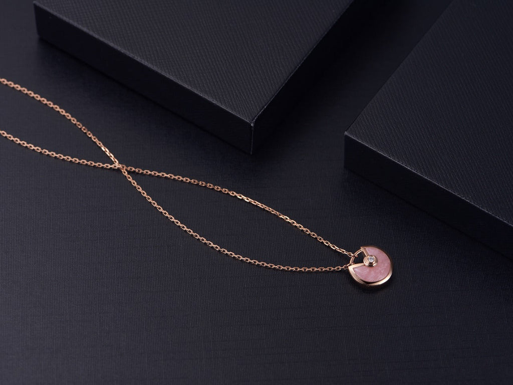 [Marin]AMULETTE ROSE GOLD PINK MOP NECKLACE