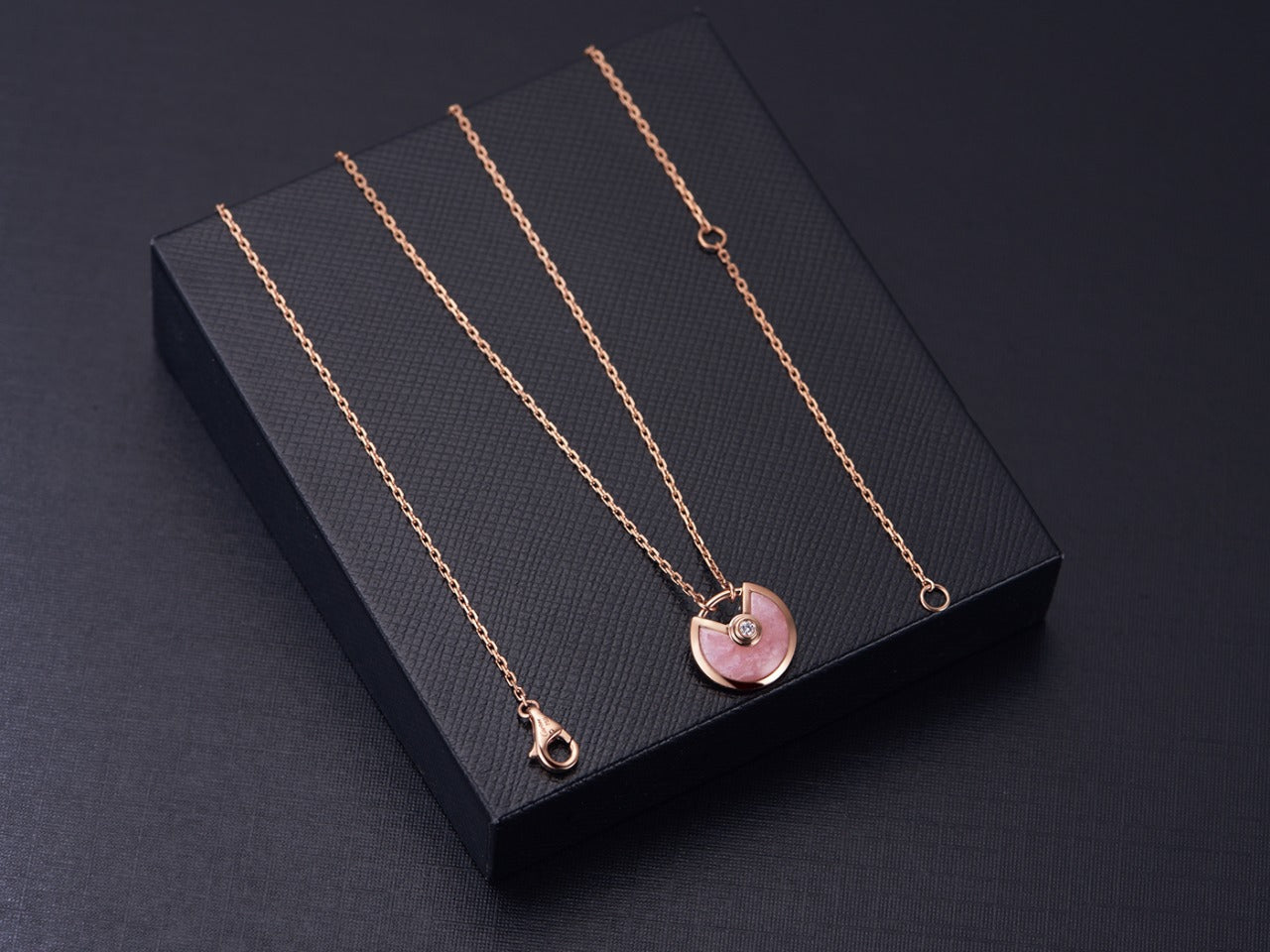 [Marin]AMULETTE ROSE GOLD PINK MOP NECKLACE