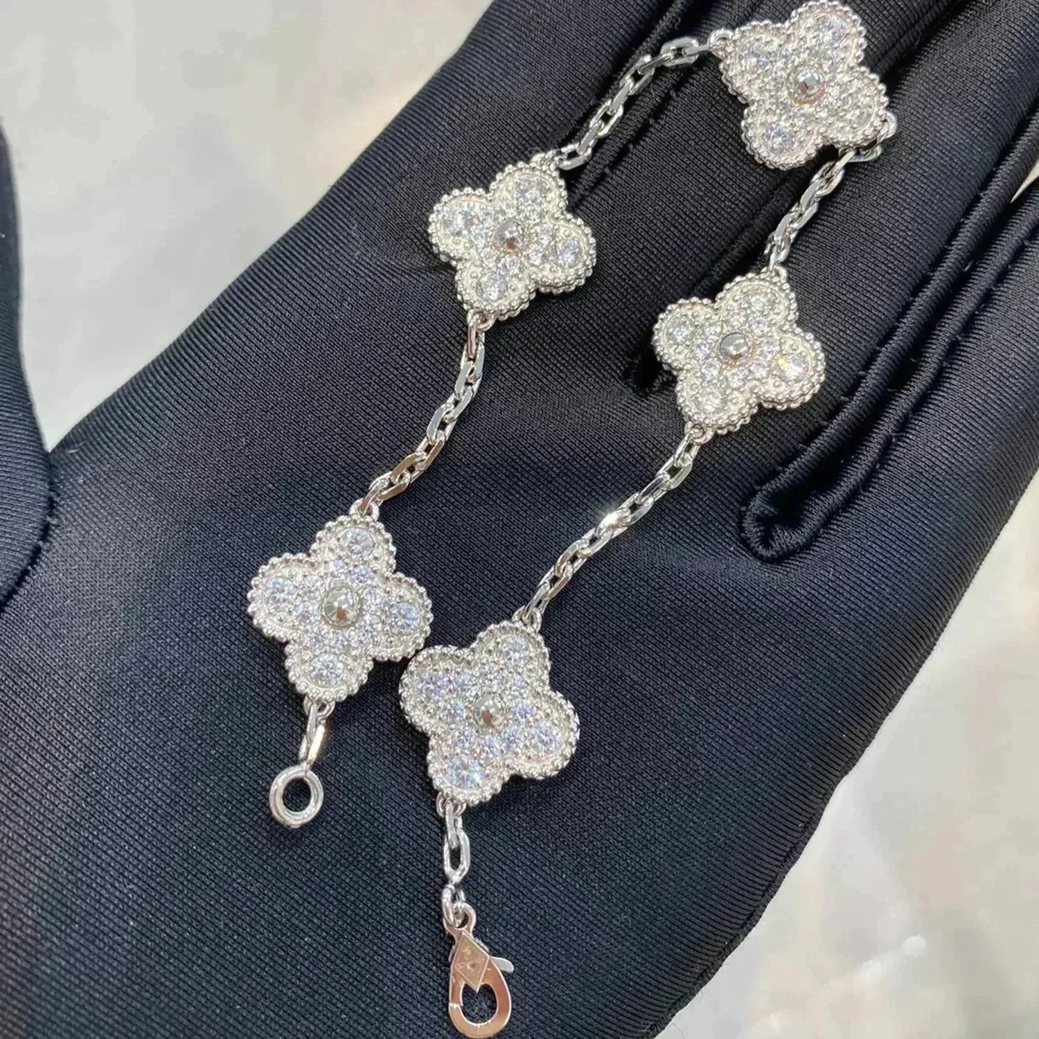 [⭐Shinejoy] CLOVER 5 MOTIF FULL DIAMOND BRACELET COLLECTION