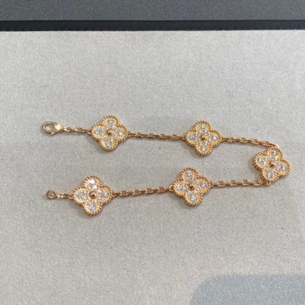[⭐Shinejoy] CLOVER 5 MOTIF FULL DIAMOND BRACELET COLLECTION