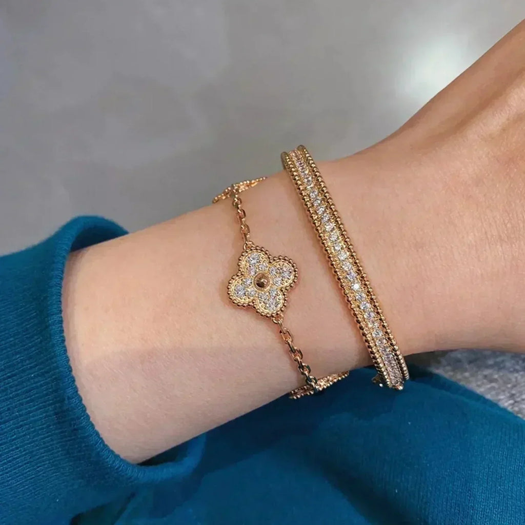 [⭐Shinejoy] CLOVER 5 MOTIF FULL DIAMOND BRACELET COLLECTION