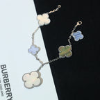 [Marin]CLOVER BRACELET 5 MOTIFS MOP CHALCEDONY SILVER