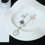 [Marin]CLOVER BRACELET 5 MOTIFS MOP CHALCEDONY SILVER