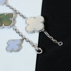 [Marin]CLOVER BRACELET 5 MOTIFS MOP CHALCEDONY SILVER