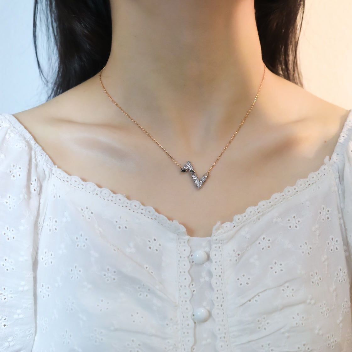[Marin]VOLT SILVER DIAMOND PEDANT NECKLACE