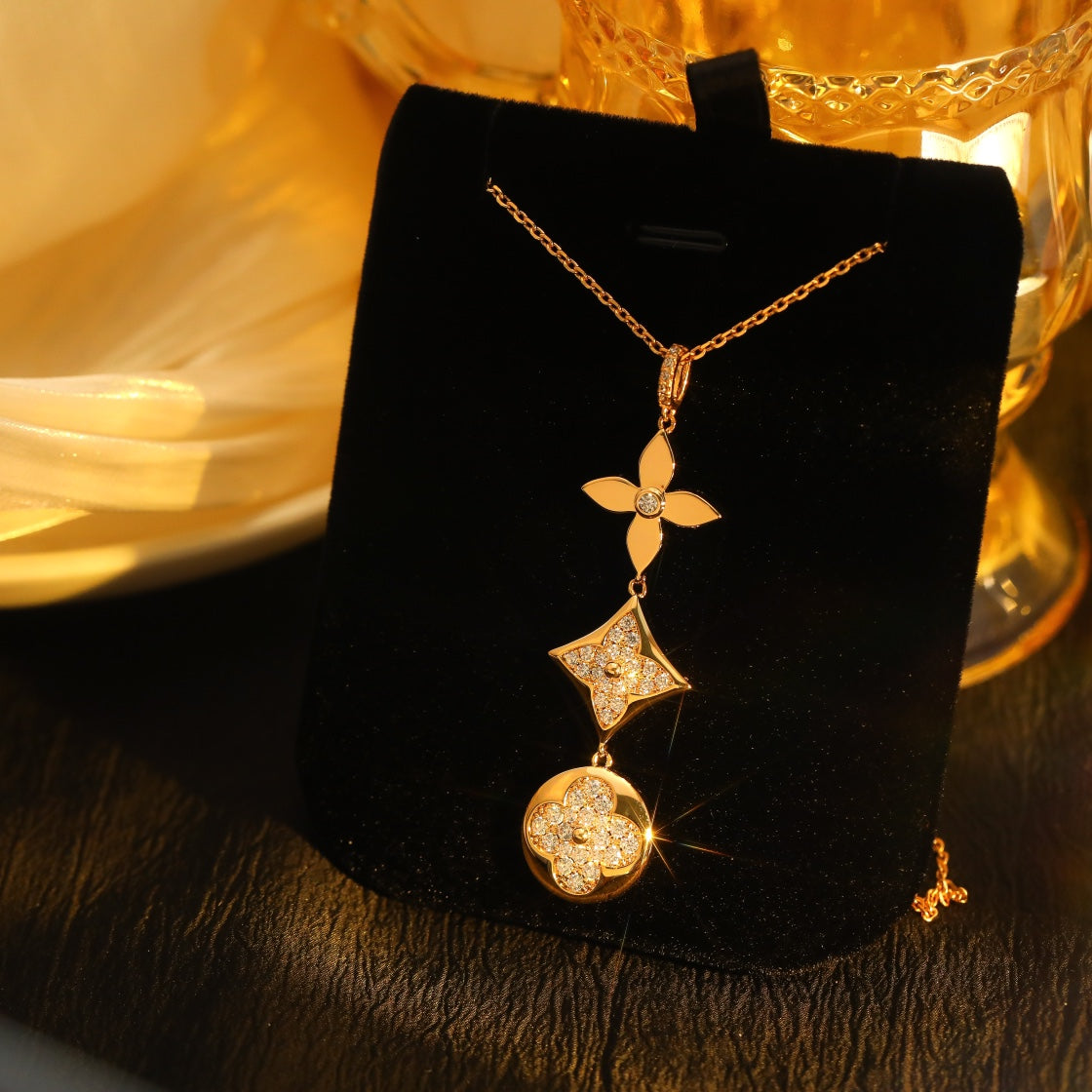 [Marin]STAR AND SUN DIAMOND PINK GOLD NECKLACE