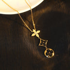 [Marin]STAR AND SUN ONYX PINK GOLD NECKLACE