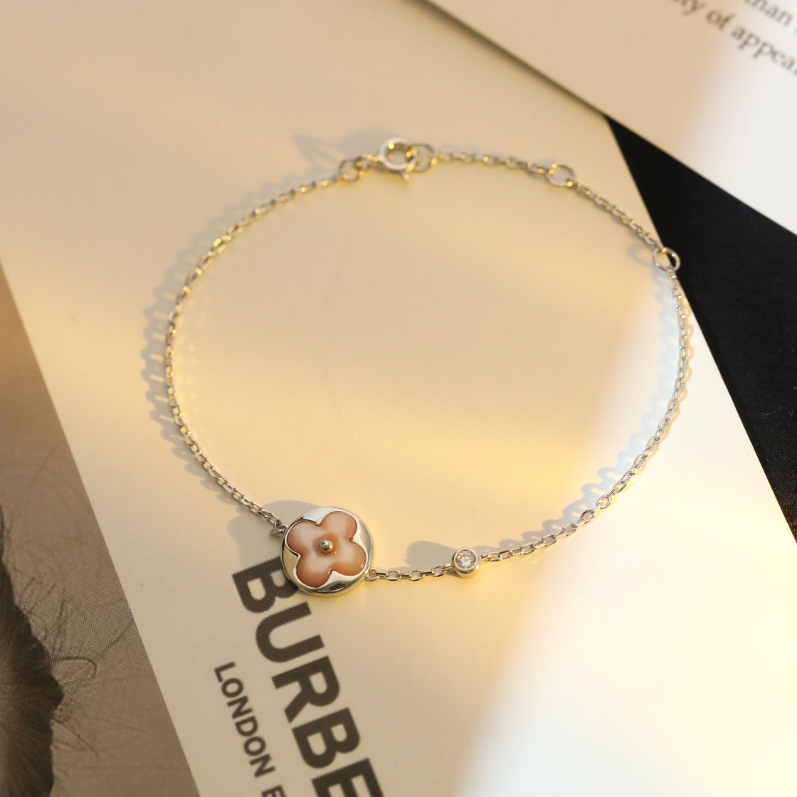 [Marin]SUN MOTIF PINK MOP SILVER BRACELET