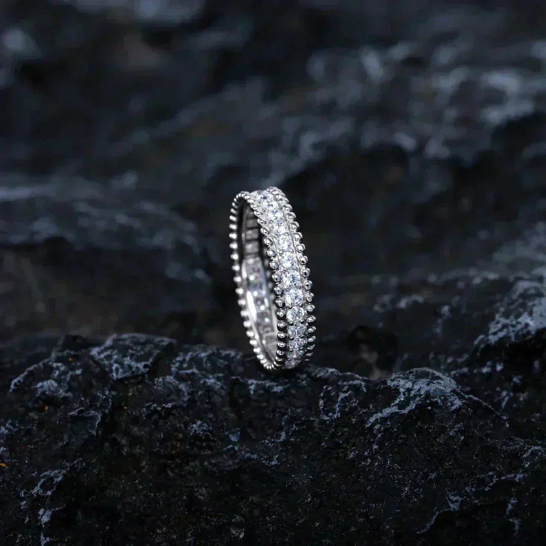 [Marin]BAGUE EN ARGENT SERTIE DE DIAMANTS PERLÉS