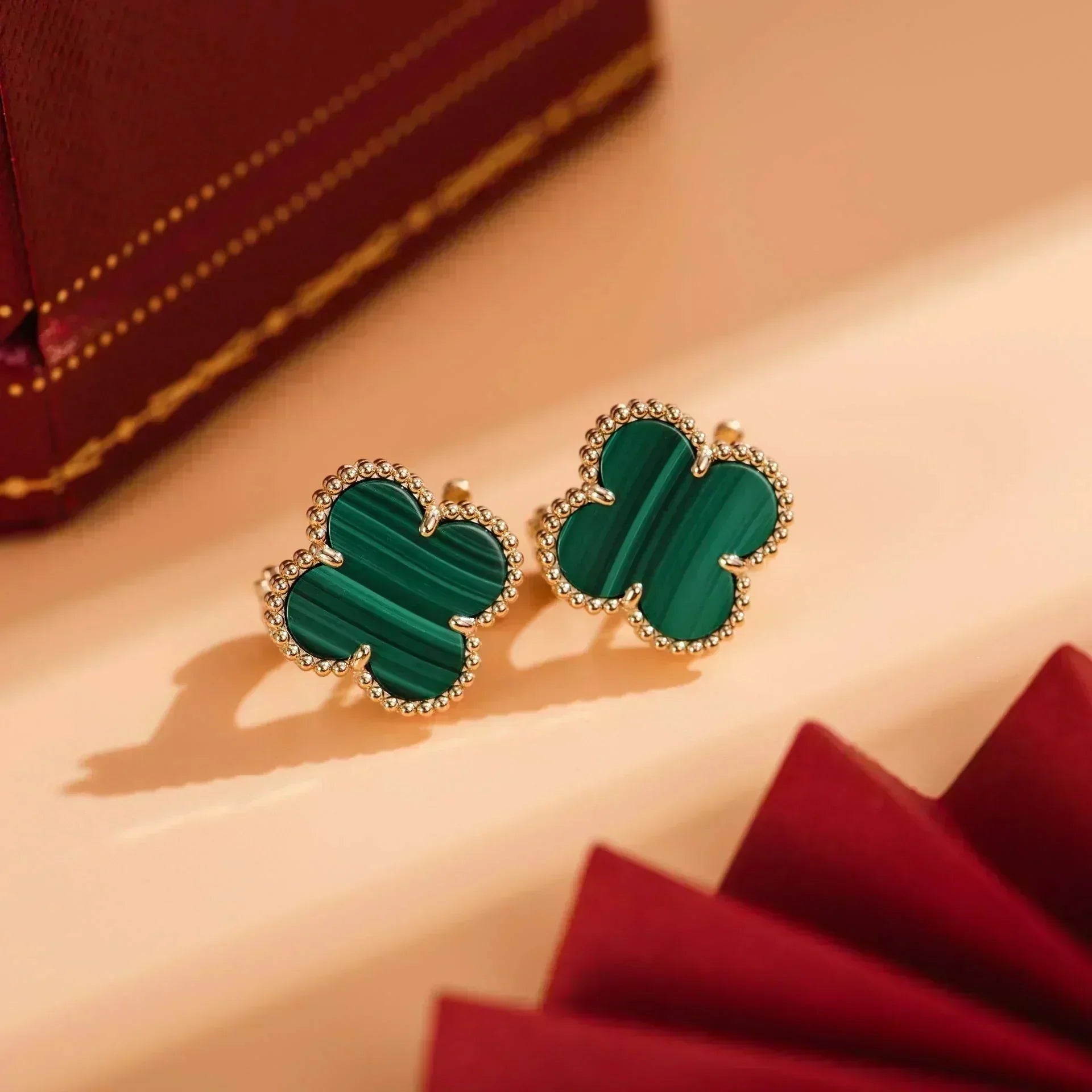 [Marin]CLOVER MEDIUM 1 MOTIFS MALACHITE  EARRINGS
