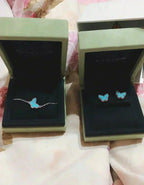 [Marin]BOUCLES D'OREILLES PAPILLON TURQUOISE ARGENT