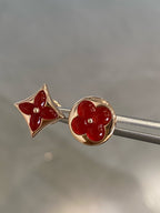 [Marin]STAR AND SUN PINK GOLD CARNELIAN STUD EARRINGS