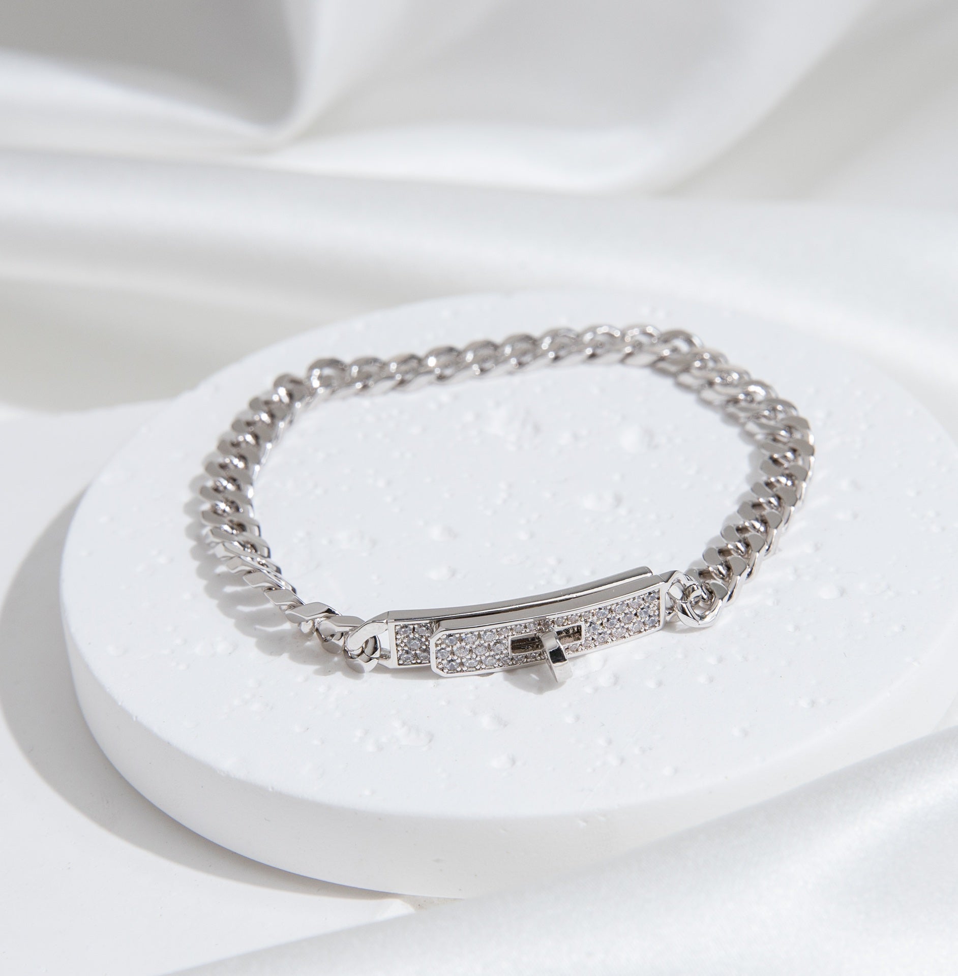[Marin]KELLY CHAIN SILVER DIAMOND BRACELET