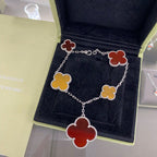 [Marin]CLOVER 5 MOTIFS SIVLER CARNELIAN TIGER EYE BRACELET
