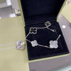 [Marin]CLOVER 5 MOTIFS SIVLER DARK MOP BRACELET