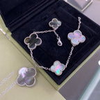 [Marin]CLOVER 5 MOTIFS SIVLER DARK MOP BRACELET