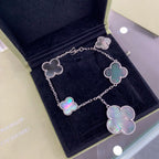 [Marin]CLOVER 5 MOTIFS SIVLER DARK MOP BRACELET