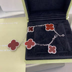 [Marin]CLOVER 5 MOTIFS SIVLER CARNELIAN BRACELET
