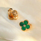[Marin]CLOVER MEDIUM 1 MOTIFS MALACHITE DIAMOND EARRINGS