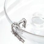 [Marin]CLOVER 2 MOTIFS  DIAMOND ONYX EARRINGS SILVER