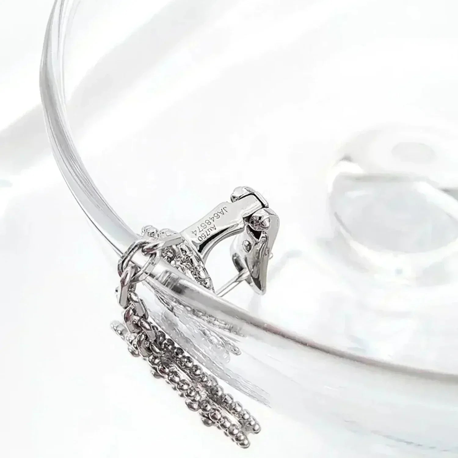 [Marin]CLOVER 2 MOTIFS  DIAMOND ONYX EARRINGS SILVER