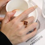[Marin]CLOVER CARNELIAN RING ROSE GOLD DIAMOND